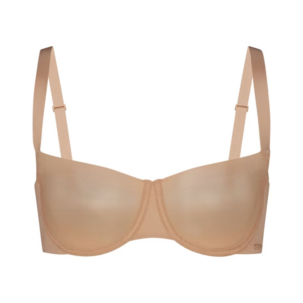 SKIMS Unlined Beige “Clay” Balconette Bra with Underwire Support